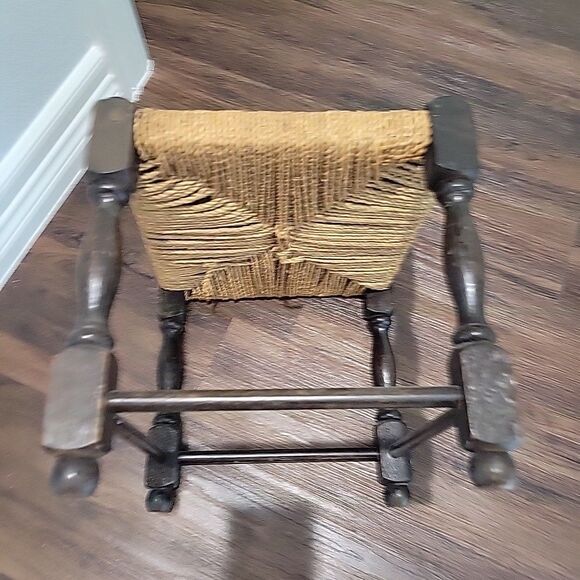 Vintage 1960 Rope Rush Twine Seat Foot Stool Arts and Crafts Primitive Rustic - Picture 9 of 12
